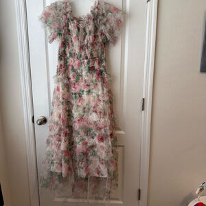 NEW Women's YOUY Floral Ruffle Dress - Size Unspecified - White/Pink